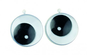 Глаза пластиковые круглые с подвижными зрачками и белой точкой,  D=17 мм, клеевые, 6 шт. (Rayher)