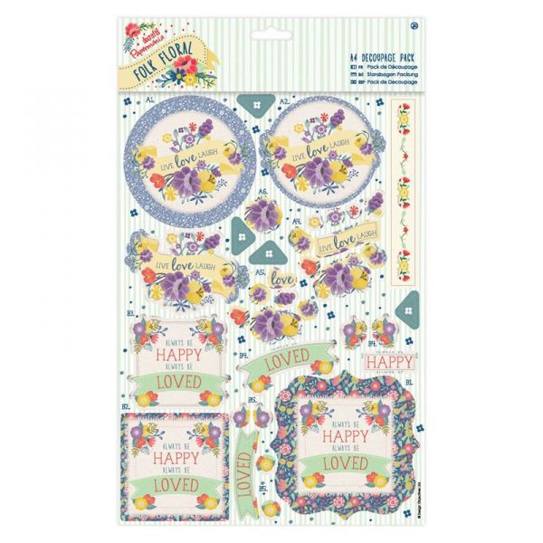 Набор бумаги и листов с высечками "Смех", 8 листов, из коллекции "Folk Floral" (Papermania)  