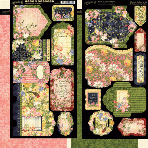 Карманы и тэги из коллекции Floral Shoppe, 2 листа (Graphic 45)  