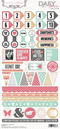 Набор стикеров из кардстока из коллекции Daily Stories (Teresa Collins)  