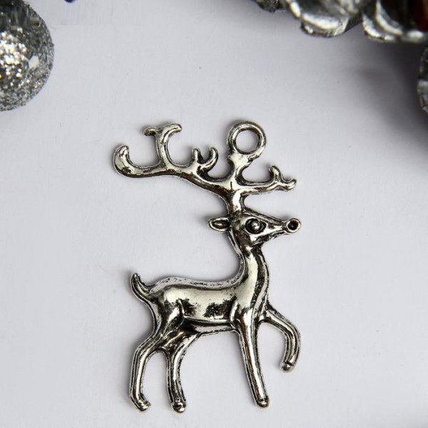 Подвеска металлическая "Олень-серебряное копытце", цвет Серебро, 1 шт.