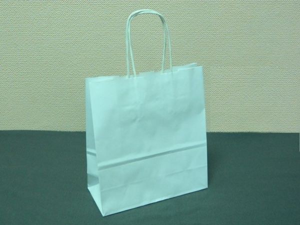 Пакет бумажный с кручеными ручками с фактурой "Вельвет", цвет Белый, 20*18*8 см см 