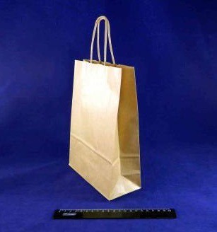 Крафт-пакет бумажный с кручеными ручками, цвет Коричневый, 25*18*8 см  