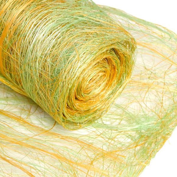 Абака, упаковочный материал, цв. Салатовый/Оранжевый, ширина 48 см, отрезок 0.5 метра