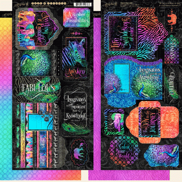 Карманы и тэги из коллекции Kaleidoscope, 2 листа (Graphic 45) 