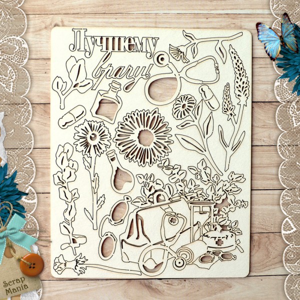 Набор чипборда из коллекции "Спасибо, доктор!" Лучшему врачу  (ScrapMania)