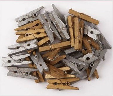 Набор деревянных прищепок, цвет по выбору Золото/Серебро, 5 штук 