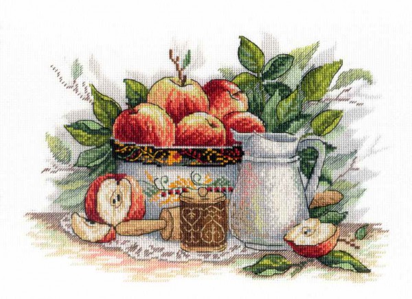 Набор для вышивки на канве Aida "Яблочный спас" (М.П. Студия, "Жар-птица") 