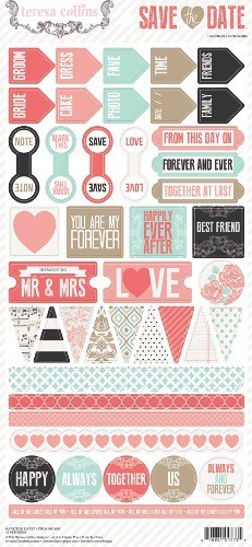 Набор стикеров из кардстока из коллекции Save the Date (Teresa Collins) 