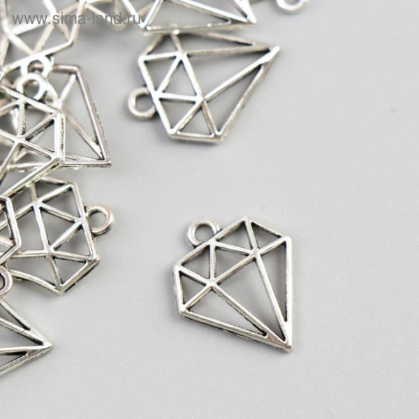 Подвеска металлическая "Бриллиант", цвет Серебро, 1 шт. 