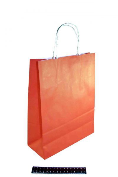 Пакет бумажный с кручеными ручками, цвет Красный, 32*25*11 см 