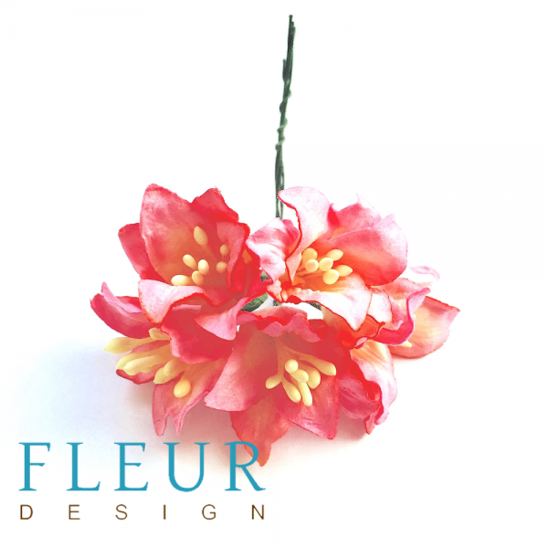 Цветы Лилии, цвет Желто-розовый, 5 шт. (FLEUR design)