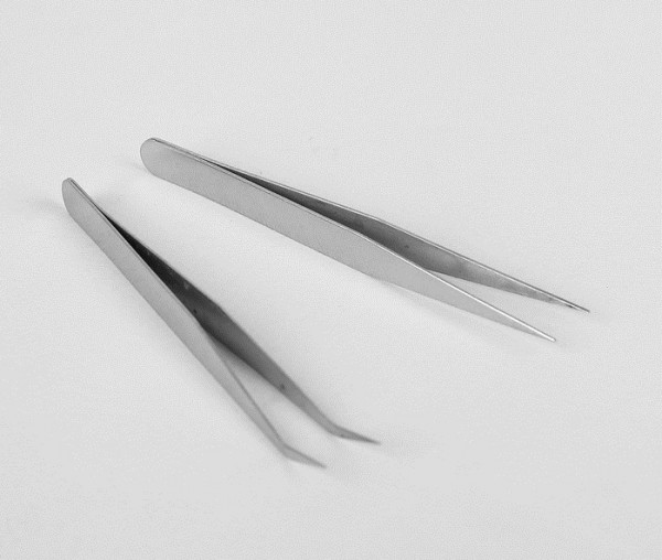 Набор пинцетов: прямой, изогнутый, 2 шт, длина 12,5см