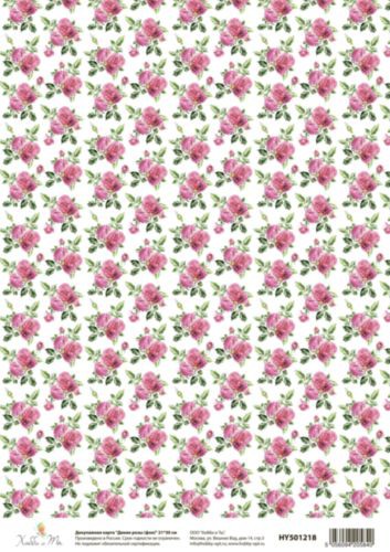 Декупажная карта А4 "Дикие розы (фон)" (Хобби и Ты)