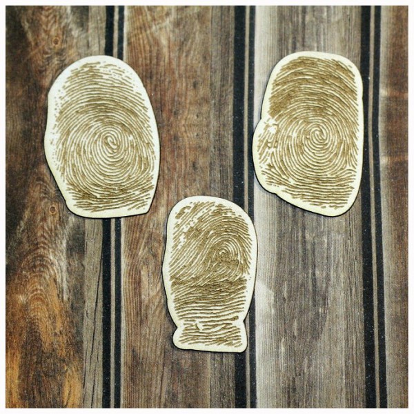 Набор фигур из чипборда из коллекции "Шерлок Холмс" Отпечатки пальцев, 3 шт. (Россия)  