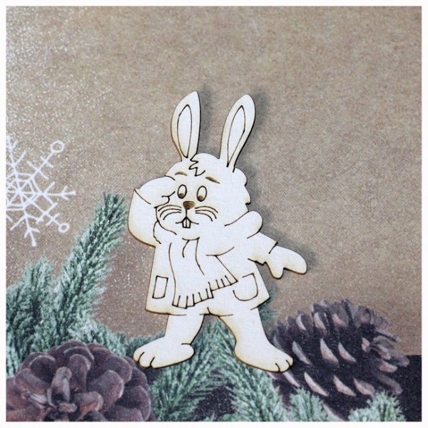 Фигура из чипборда "Зайка в шарфике" (Россия) 