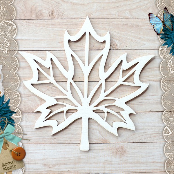 Украшение из чипборда из коллекции "Школьный вальс" Шейкер. Кленовый лист, размер Большой/Маленький/Мини (ScrapMania)  