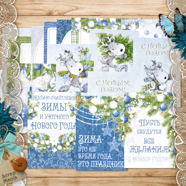 Набор карточек для творчества из коллекции "Волшебный снегопад", 16 шт. (ScrapMania)