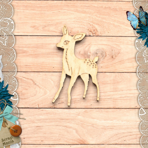 Деревянное украшение из коллекции "Мамина нежность" Олененок. Взгляд влево (ScrapMania)