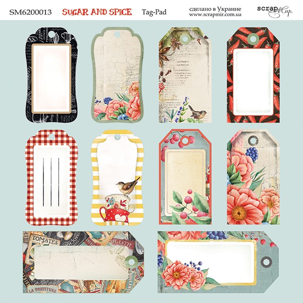 Лист бумаги 20*20 см из коллекции "Sugar and Spice" Tag-Pad (Тэги) (Скрапмир, Украина)  