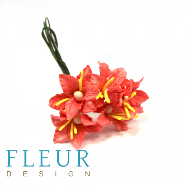 Цветы Лилии (мини), цвет Нежно-коралловый, 5 шт. (FLEUR design)