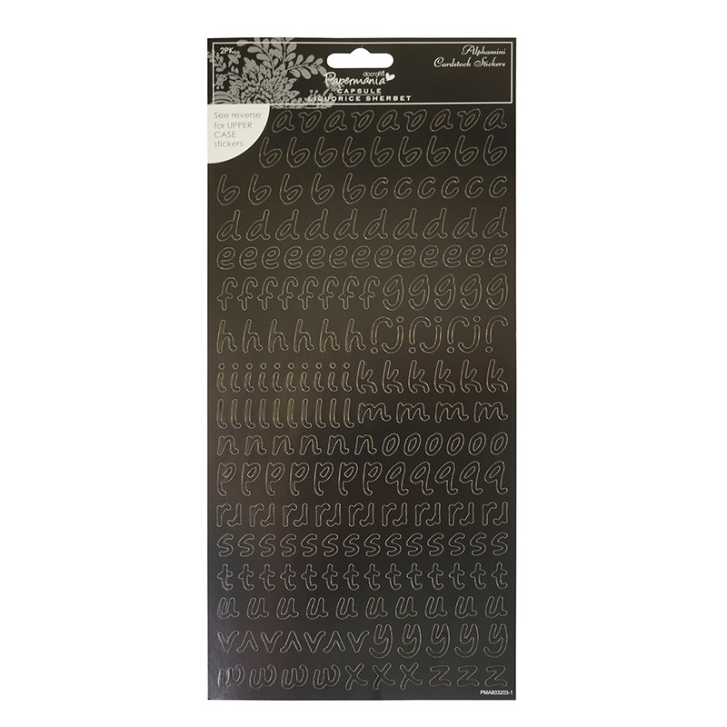 Набор наклеек "Алфавит" (латиница), 2 листа, цвет Черный (Papermania)