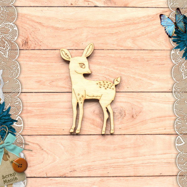 Деревянное украшение из коллекции "Мамина нежность" Олененок. Взгляд вправо (ScrapMania) 