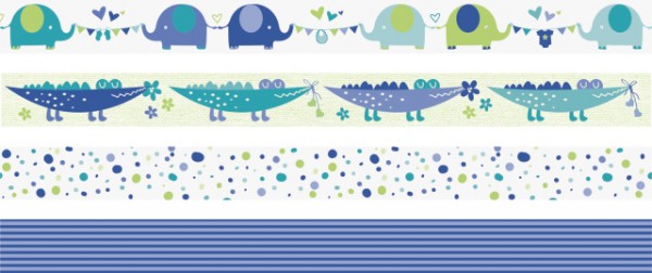 Набор декоративных скотчей "Baby" (синий), 4 шт., 15 мм*5 м (Heyda)  