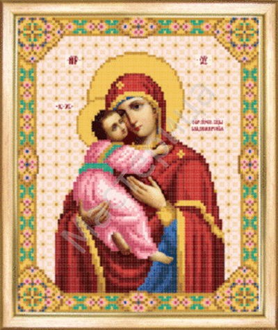Схема для вышивания бисером Чаривна Мить "Икона Божьей Матери Владимирская", 17,7х21,7см