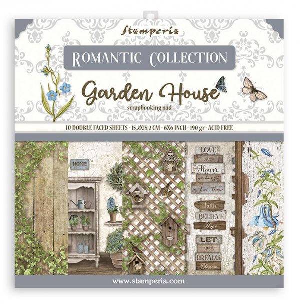 Набор бумаги 15*15 см из коллекции "Romantic Garden House", 10 листов (Stamperia) 