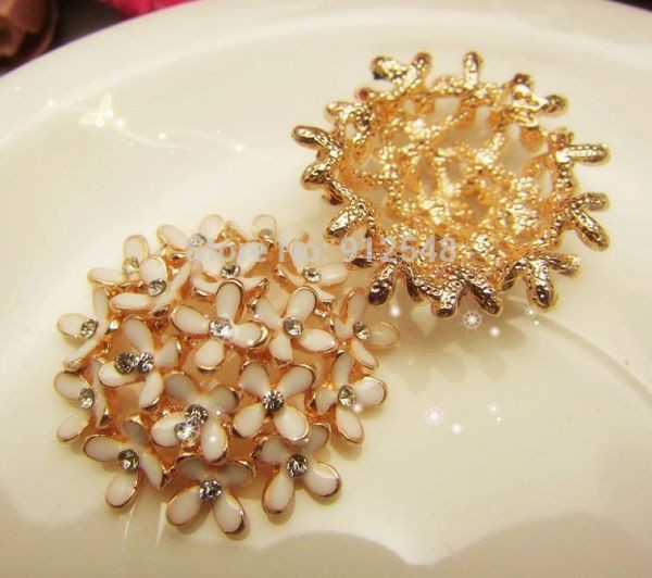 Декоративное украшение, диаметр 32 мм, цвет Светлое золото/Белый