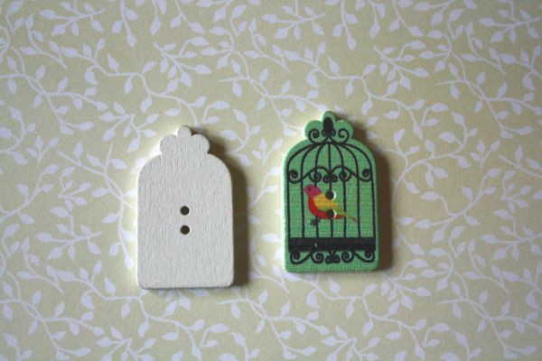 Деревянная фигурка-пуговица "Птичья клетка", цвет Зеленый