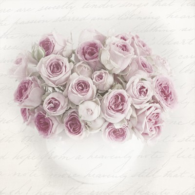 Салфетка 33*33 см из коллекции "Lunch" Розовые розы в вазе, 1 штука (Sagen Vintage Design)