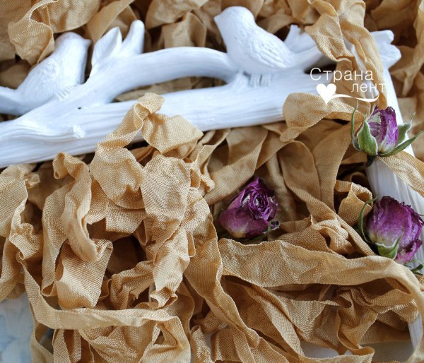 Шебби-лента, цвет Старое золото, 3 метра (Страна лент)