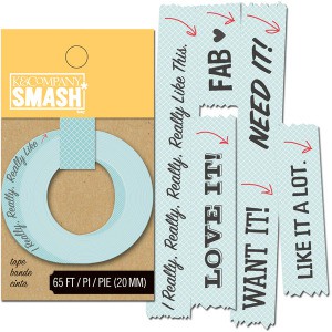Коллекция Smash: дизайнерский бумажный скотч с принтом "Надписи", 20 метров (K&Company)