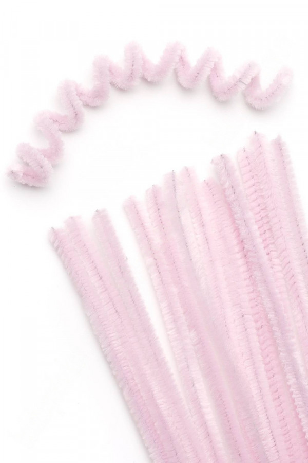 Проволока пушистая (синельная) для поделок, 30 см, цвет Светло-розовый, 1 шт