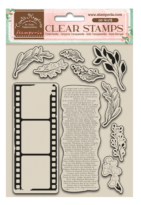 Штамп силиконовый из коллекции "Create Happiness" Листья и записки, 14*18 см (Stamperia)