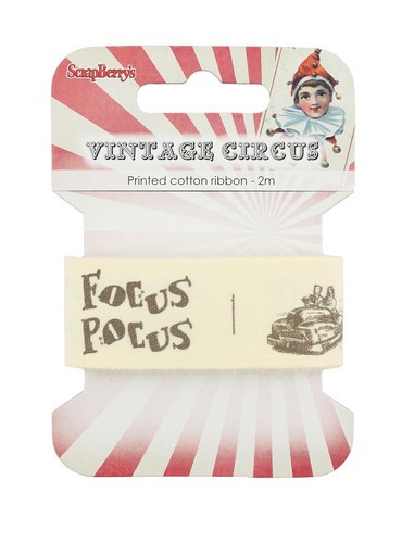 Киперная хлопковая лента с принтом из коллекции "Старый цирк", ширина 25 мм, 2 метра (Scrapberry's) 