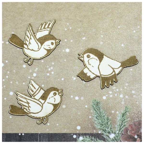 Набор фигурок из чипборда с лазерной гравировкой "Синички", 3 шт. (Россия)