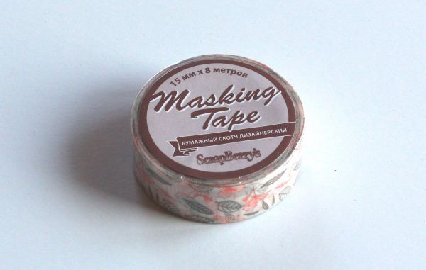 Дизайнерский бумажный скотч с принтом "Растительный мир", 8 метров (Scrapberry's)