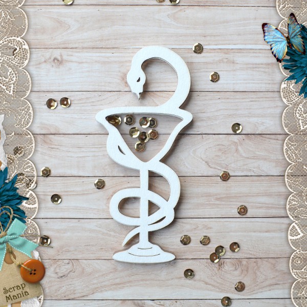 Украшение из чипборда из коллекции "Спасибо, доктор!" Шейкер. Сосуд Гигиеи, размер Большой/Маленький (ScrapMania)