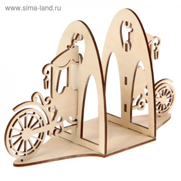 Заготовка для декора подставка для книг "Карета", фанера (Россия)