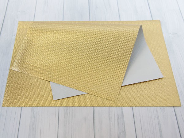 Экокожа на тканевой основе, узор Плетенка, цвет Золото, размер А4