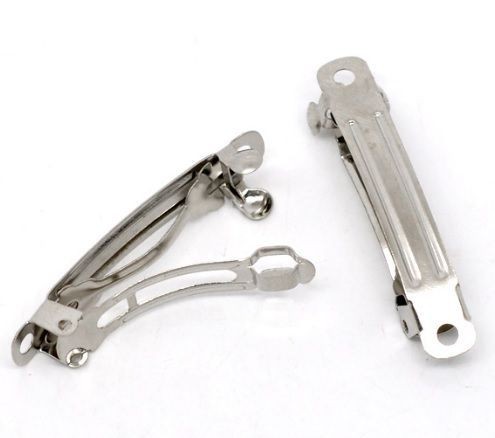 Основа для заколки для волос, длина 8 см, цвет Серебро, 1 штука