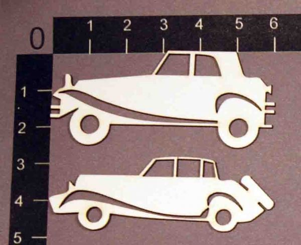 Набор фигурок из чипборда "Ретро автомобили", 2 штуки, (By Mama Yaga, Россия)