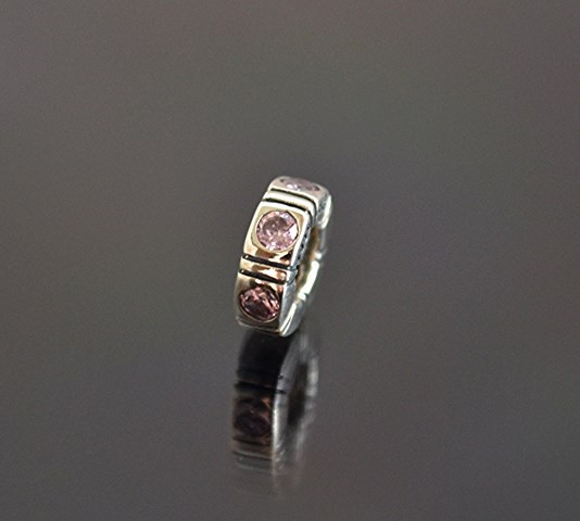 Разделитель подвесок Розовое северное сияние, серебро 925, циркон