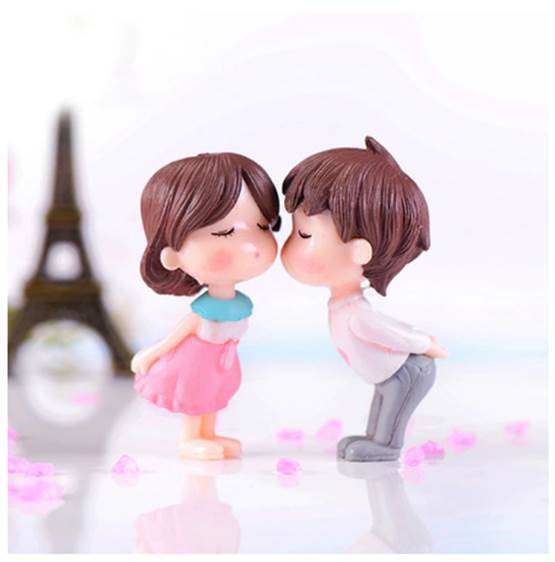 Миниатюрные фигурки "Влюбленные (розовый/серый)", 2 шт., высота 5,5 см