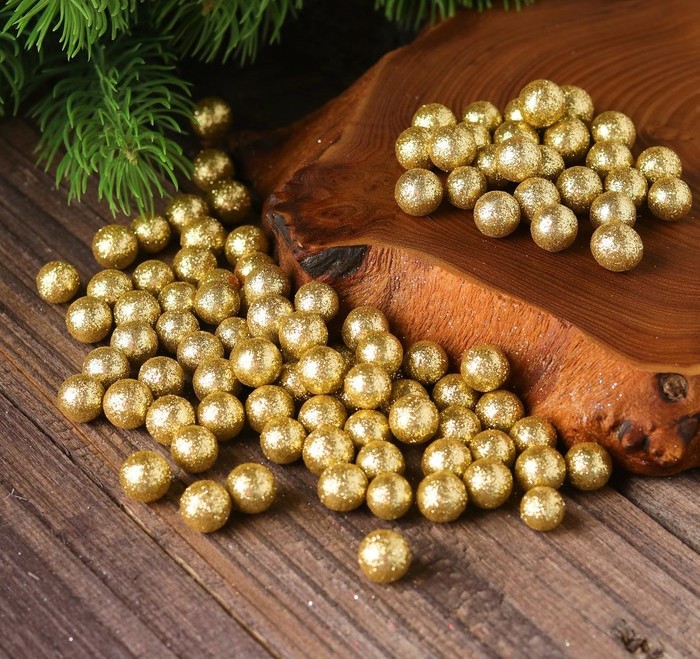 Фигурка для поделок и декора "Шар", размер 10 мм, цвет Золото, 10штук (АртУзор)