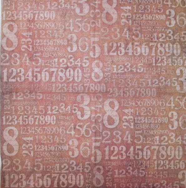 Салфетка рисовая для декупажа "Винтажные цифры" 50*50 см, 1 лист (Италия) 