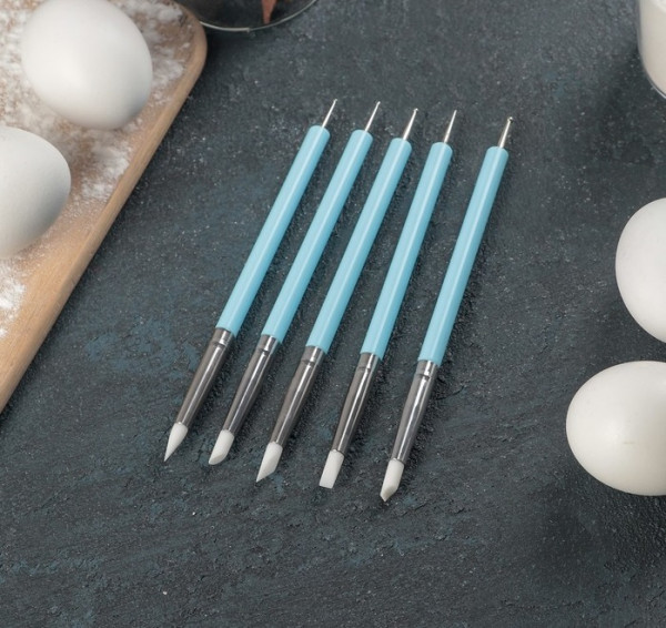 Набор силиконовых мини-кистей с бульками "Бирюза", 5 штук 